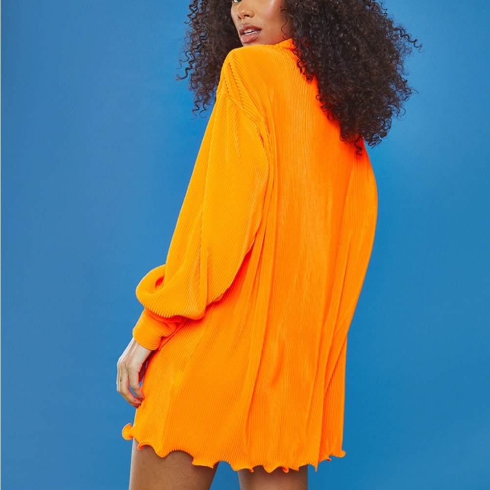Bright orange shirt dress